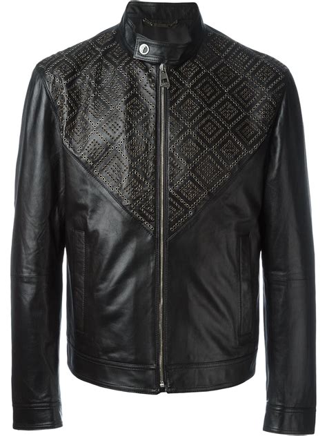 vintage mens versace leather jacket|versace collection leather jacket.